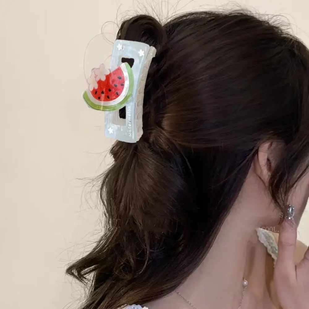 

Hairpin Sweet Strawberry Shark Clip Watermelon Cute Fruit Acetate Claw Clip Cherry Delicate Ponytail Shark Clip Daily