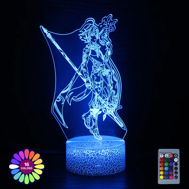 Genshin Impact Night Light 3D Illusion Anime Lamp For Game Room Decor LED Light Atmosphere Bedside Table Night Lamps Kids Gift