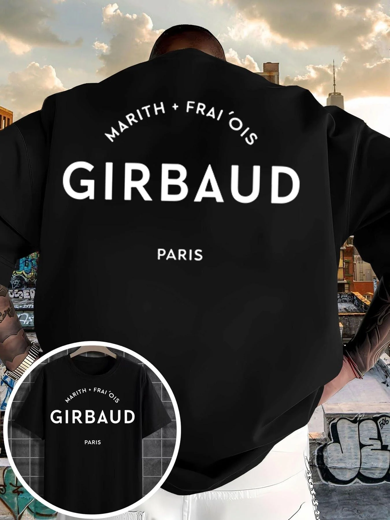 2026 new Men's 100% Cotton Retro Paris Letter Print T-Shirt Casual Crew Neck Short Sleeve Summer Tee