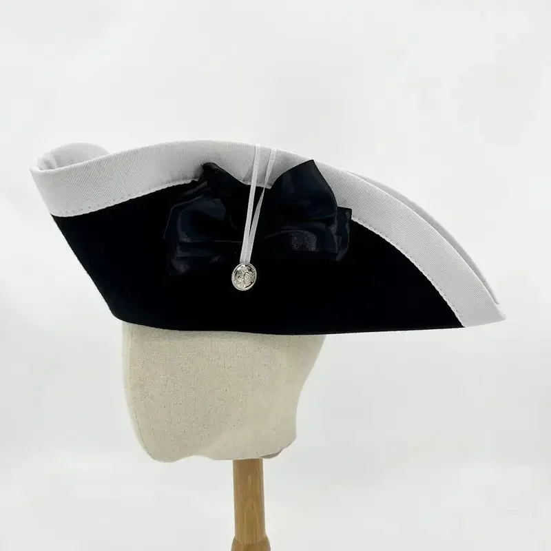 

The 18th Century Britain Tricorn Hat Black Cap Vintage Adult Prop Accessories 56cm to 58cm Head Size@0Z*