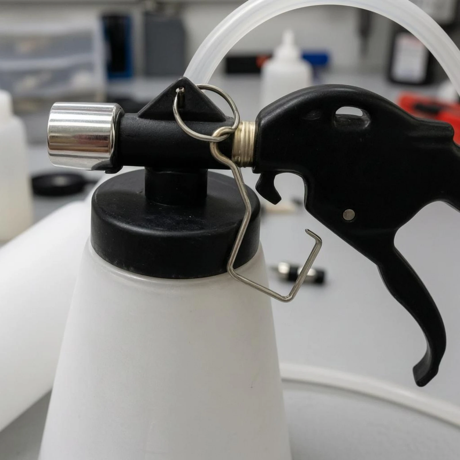 

Pneumatic Brake Bleeder Machine Adapter Fittings Two-Chamber-Tank Brake Bleeder Auto Repair Wide Compatibility Long-Lasting
