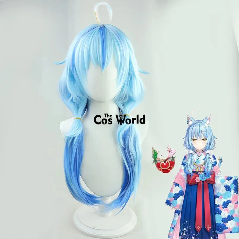 الظاهري YouTuber VTuber Hololive Yukihana Lamy أنيمي تأثيري الباروكات الألياف مقاومة للحرارة الشعر الاصطناعية + غطاء شعر مستعار