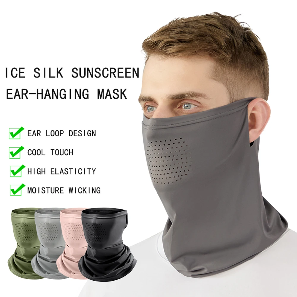 

Outdoor sports sunscreen mask cycling ice silk scarf motorcycle cool breathable ear-hanging face mask towel