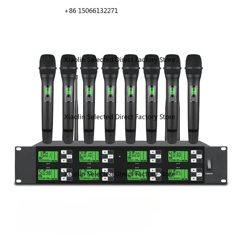 

Digital microfono audio kareoke handheld mic 8 professional uhf wireless microphones system set