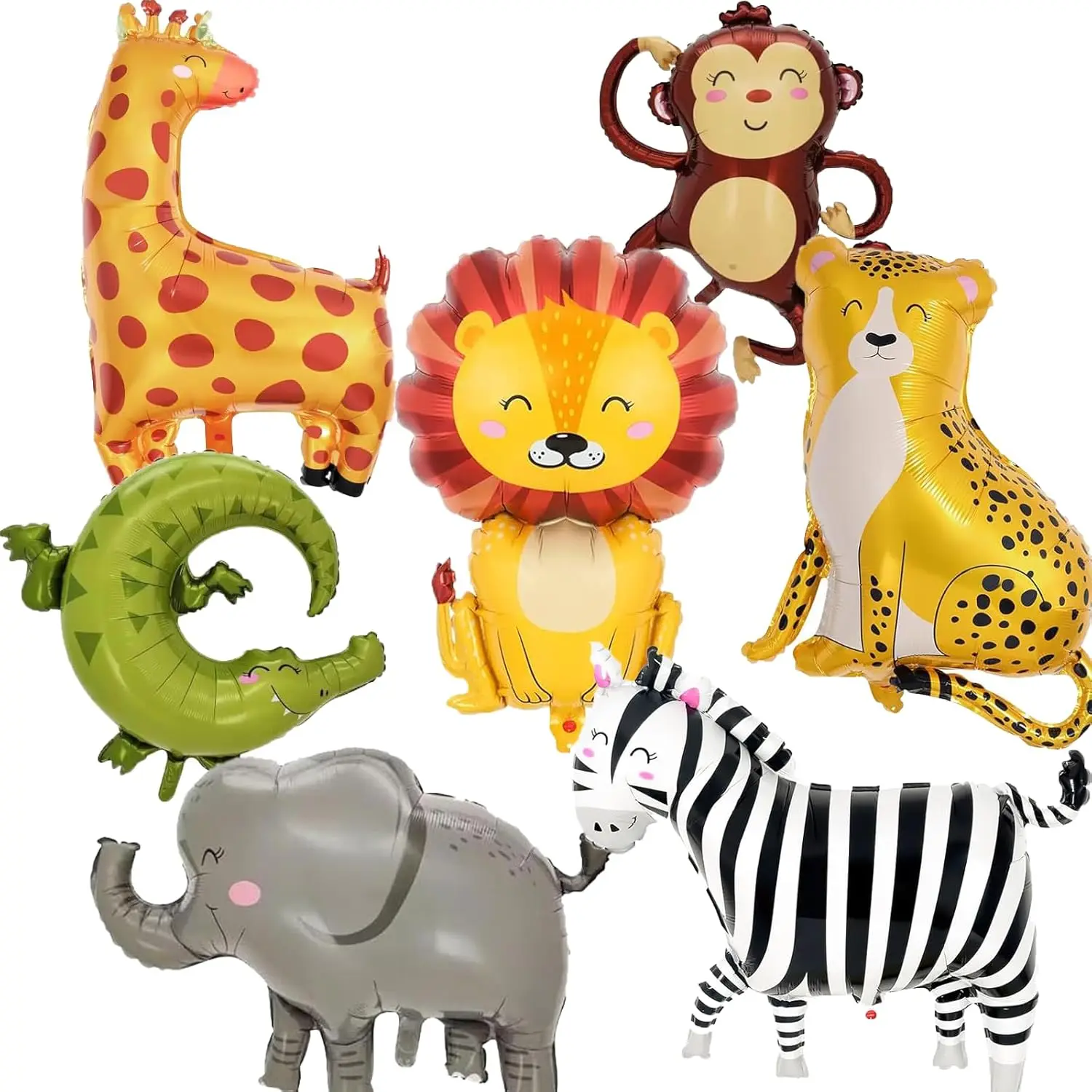 Giant Safari Jungle Zoo Animal Foil Balloons Cute Leopard Lion Giraffe Elephant Balloons Kids 1st Birthday Wild One Party Decor view 2