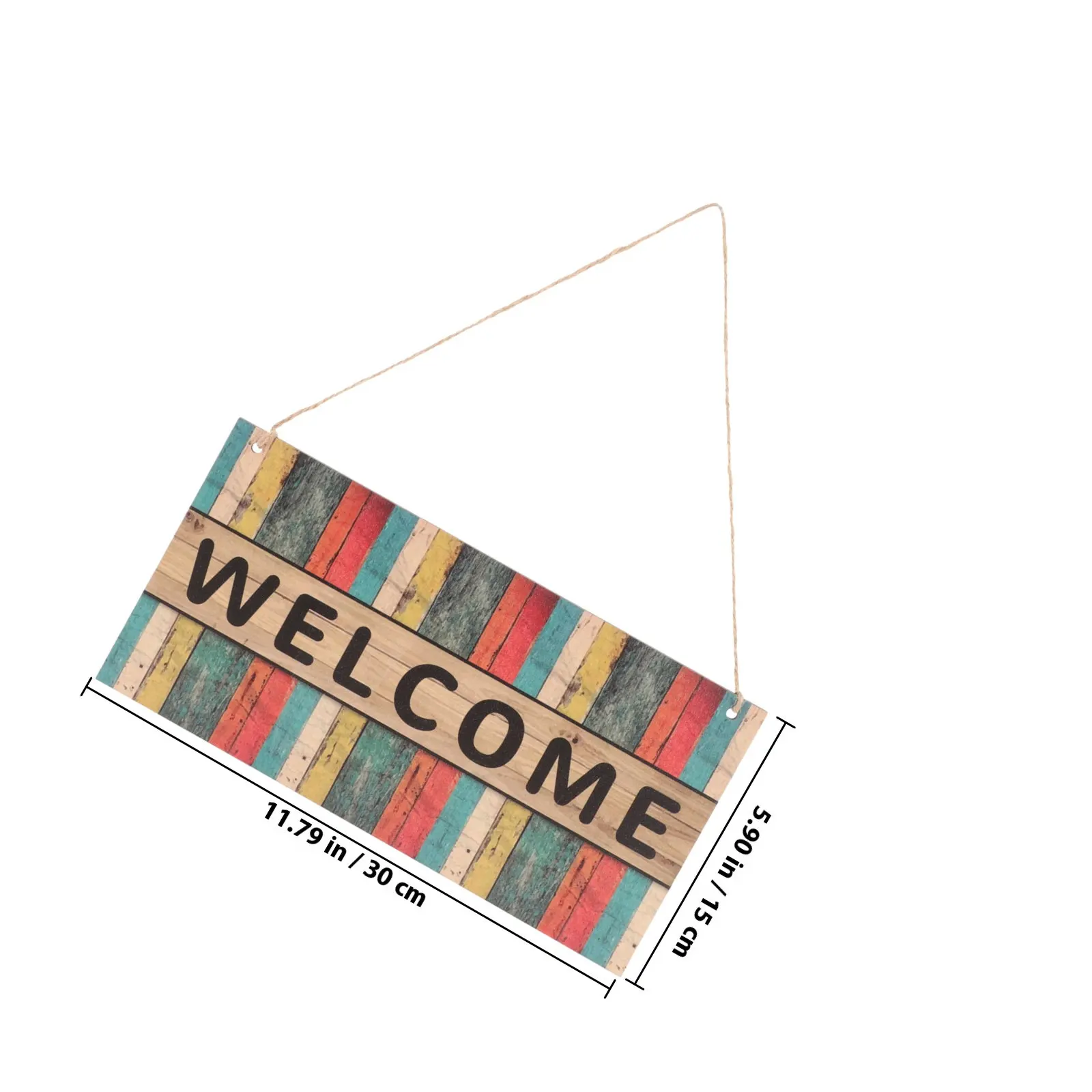 Wooden Welcome Sign Front Door Hanging Decor Farmhouse Style Outdoor Porch Door Pendant Lightweight Sturdy Natural Wood Texture