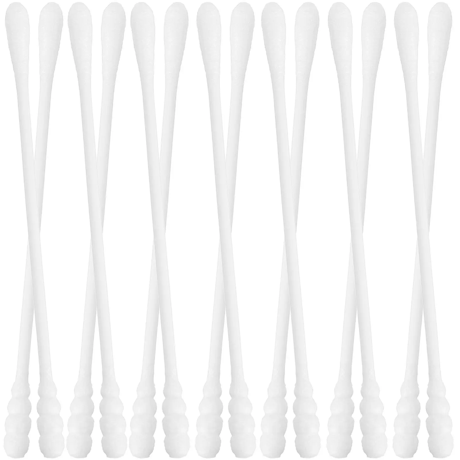 

200Pcs Baby Cotton Swabs 74Mm White Double Headed Spiral and Ellipse Tips for Newborn Ear Care Wound Cleaning Makeup Application