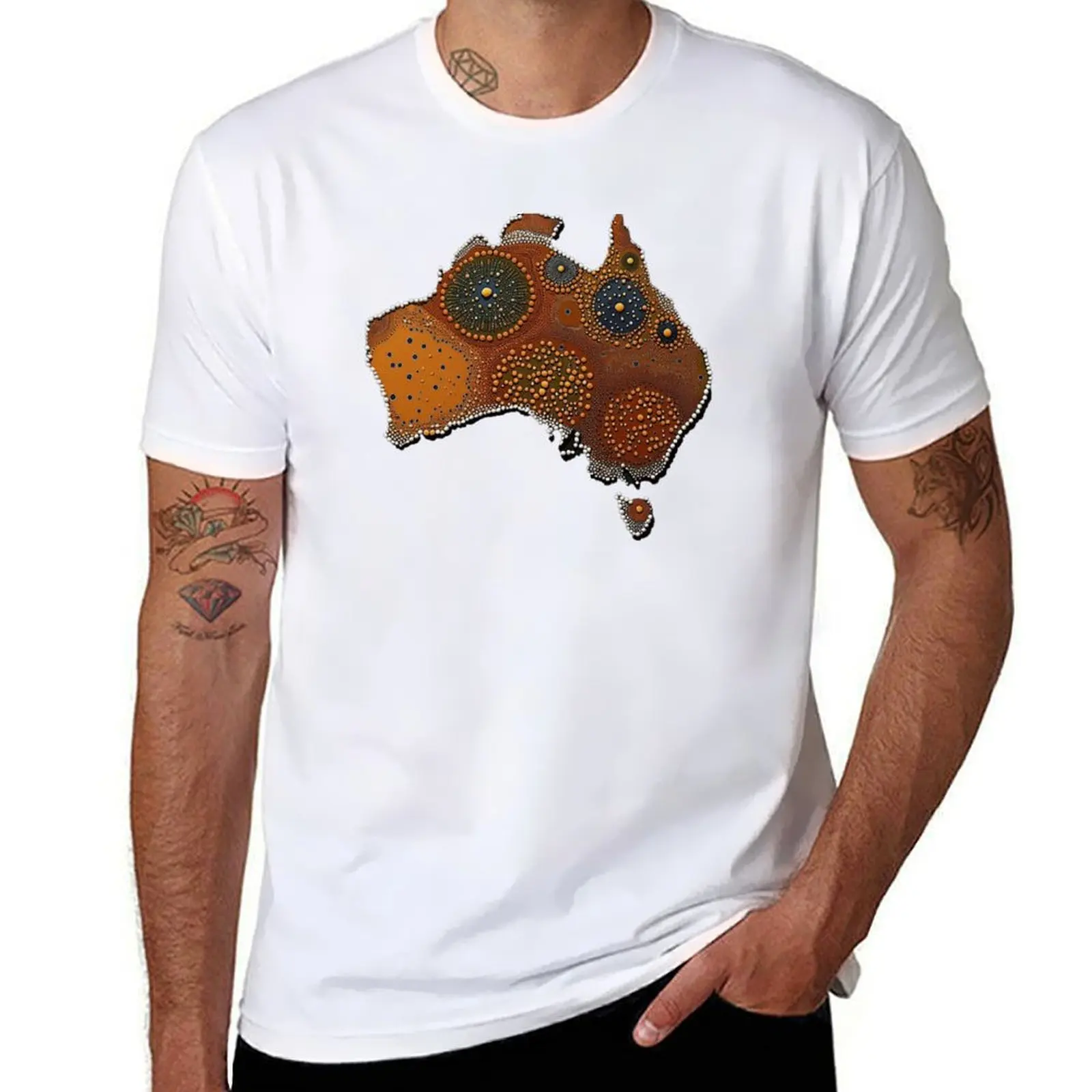 

Aboriginal dot art, native Australian artwork T-Shirt t shirts for man pack cotton man t shirt graphic