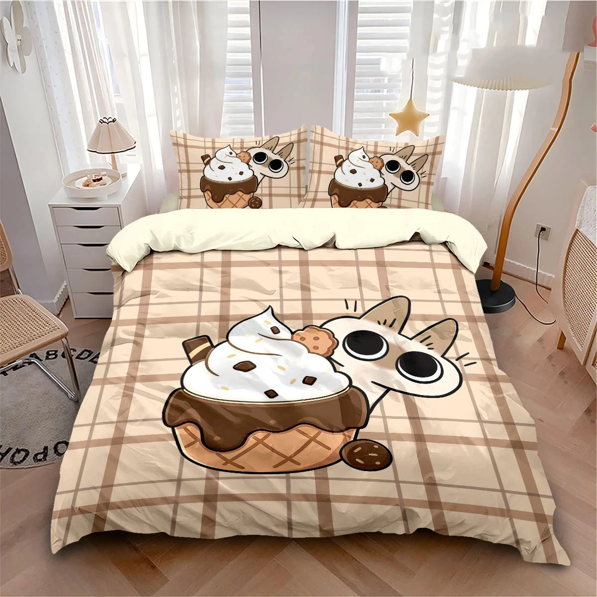 Siamese cat Duvet Cover Pillowcase Siamese cat pattern Bedding Set Adult Bedroom Decoration Single Double Large Size view 4