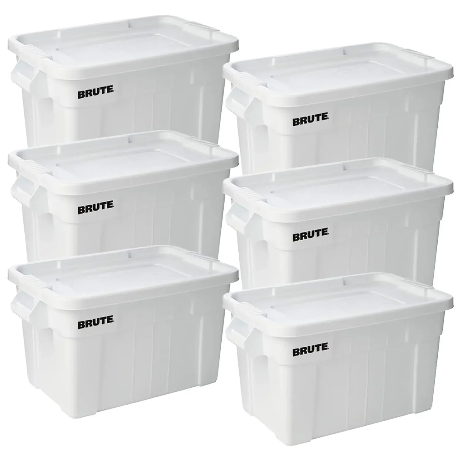 contenedor  almacenamiento  productos comerciales BRUTE Tote con tapa, 20 galones, blanco, cajas rugosas/reutilizables