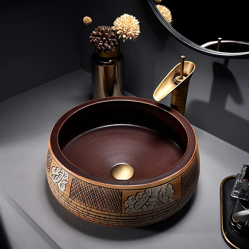 

Антикварная керамическая Столешница ручной работы в европейском винтажном стиле лавобо, раковина для ванной комнаты, европейские раковины для ванной комнаты