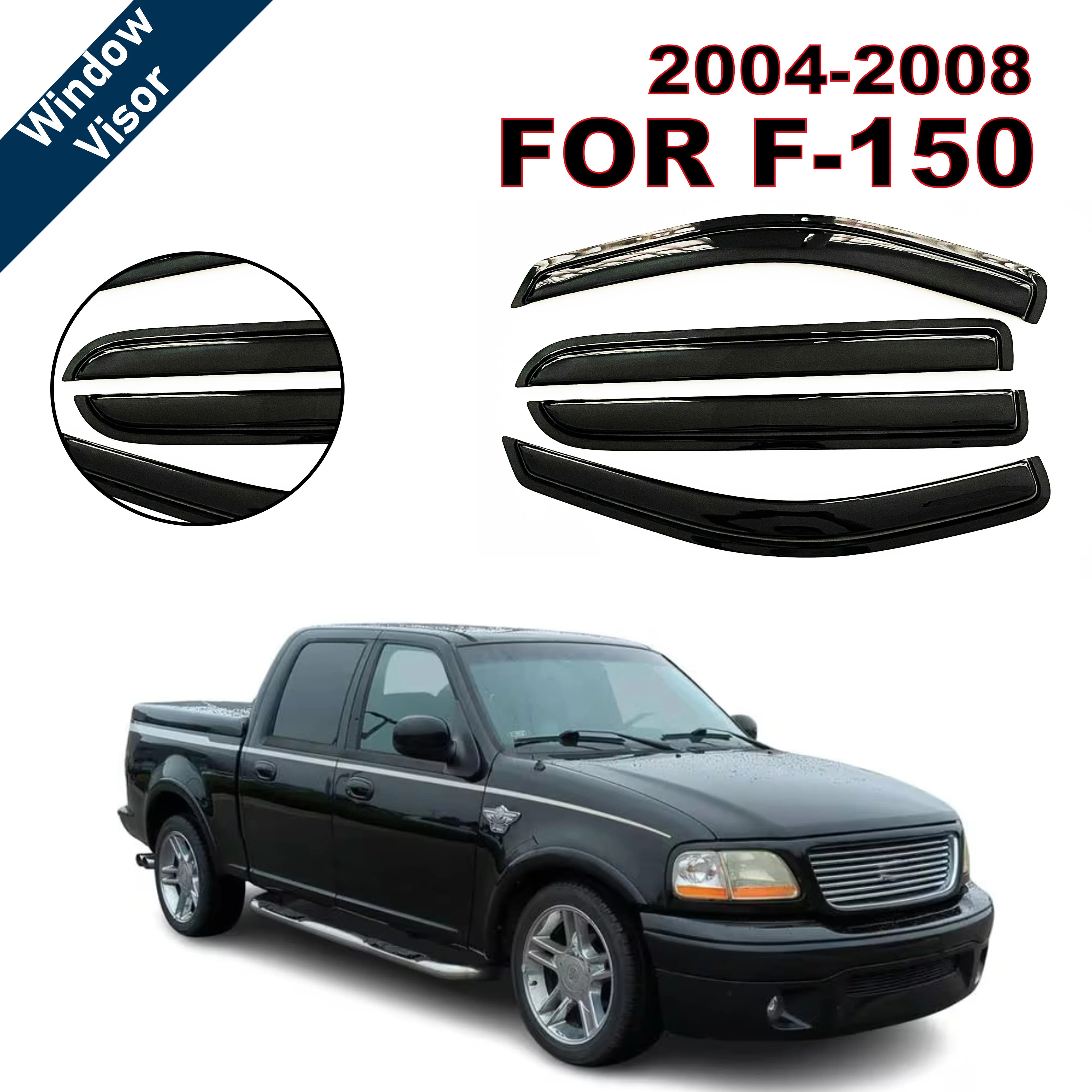 

4 pcs of the latest model car window sunshade for F-150 2004-2008, window visor rain guards window visors window rain guards