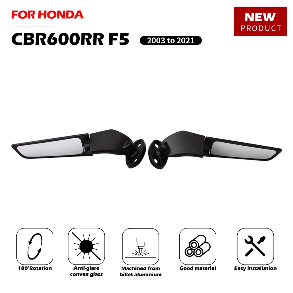 JTN CBR600RR F5 Stealth Winglets Mirror Motorcycle To Rotate Adjustable Rearview Kits For HONDA CBR600RR F5 2003-2021