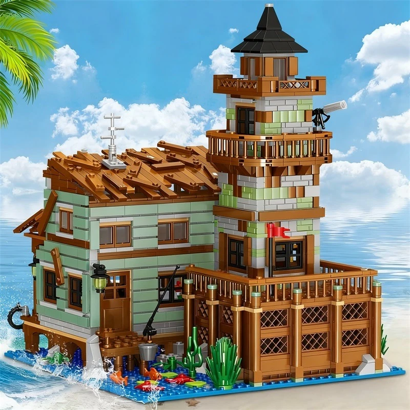 صياد رصيف ZHEGAO كتل ضوء منزل قوالب بناء المقصورة juguetes لتقوم بها بنفسك لعب لفتاة هدية الكبار هدية السنة الجديدة #5