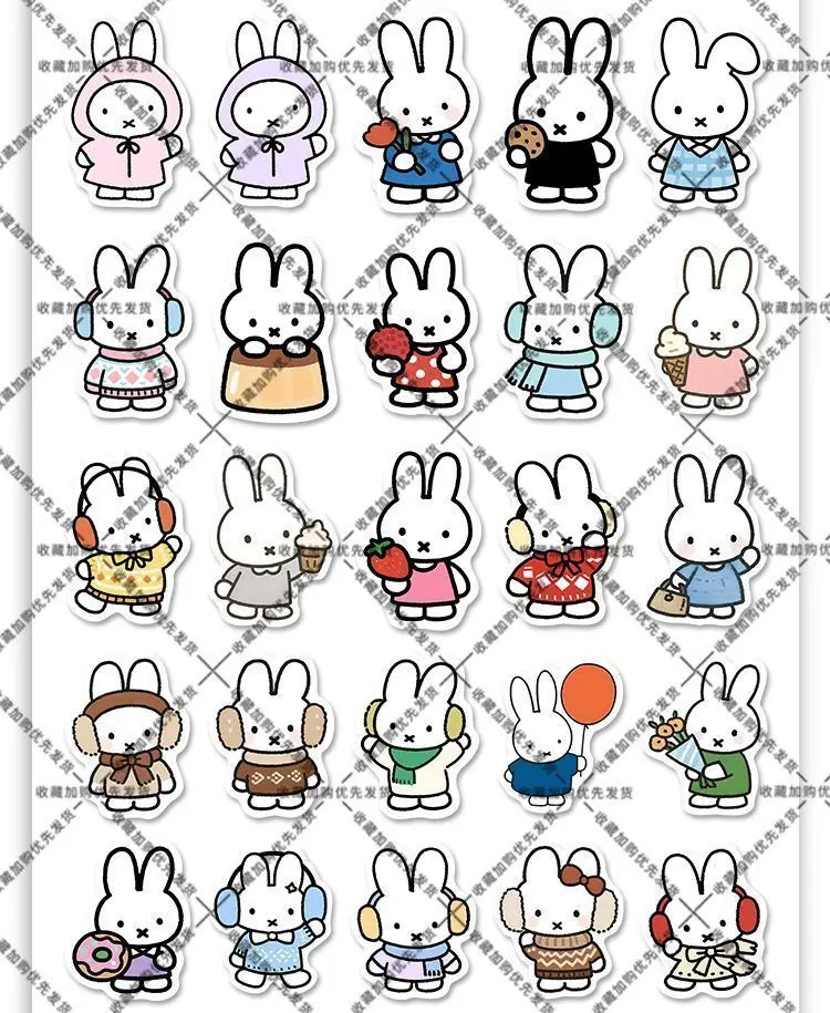160 Stück Heilende Miffy Lebensmittel-Themen-Aufkleber, Niedliche Chibi-Cartoon-Sticker für Wasserflaschen, Tagebücher & Schreibtisch-Deko – Detail 5