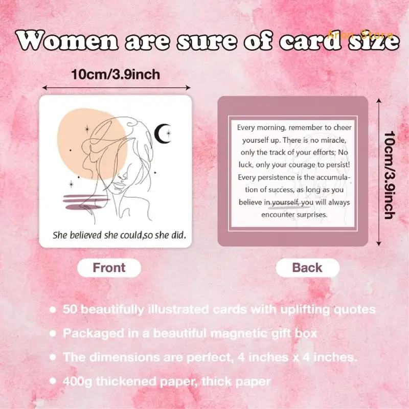 50PCS Capacitando Cartões Celebração para Mulheres com Afirmações Positivas H3CF