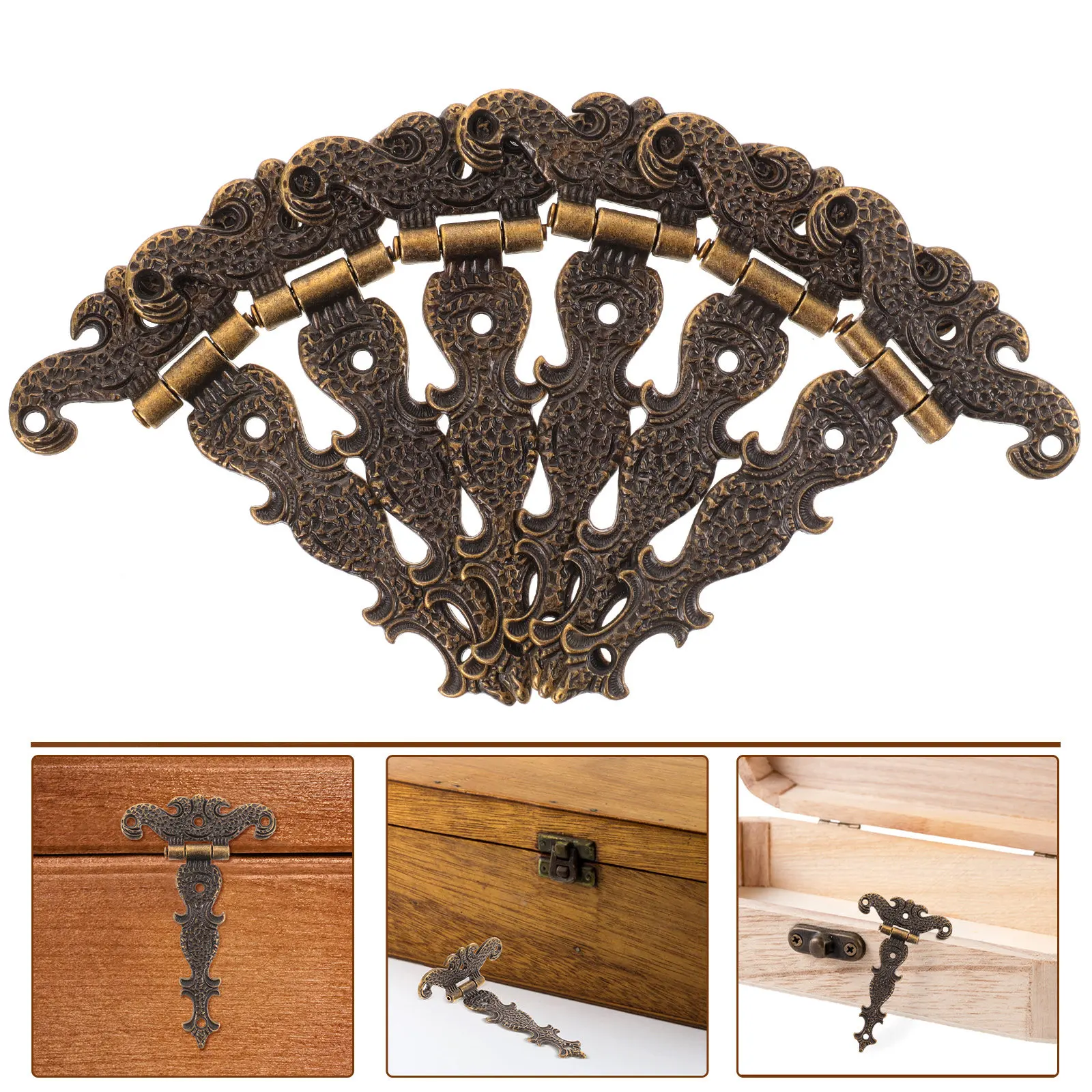 

6 шт. Декоративные металлические петли для старинных кухонных шкафов, маленькие петли для сундуков и шкафов