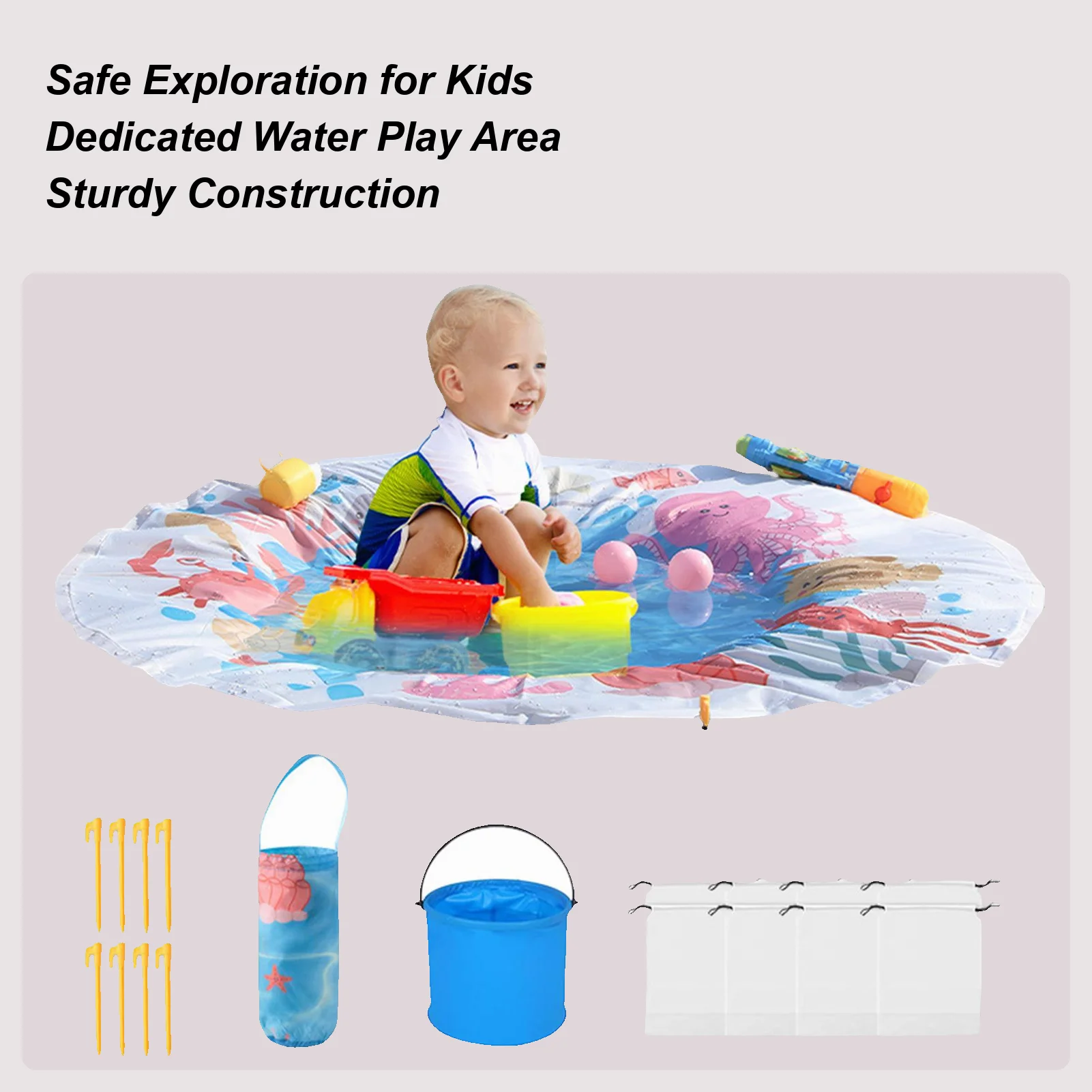 Piscina de playa para bebé, piscina de playa, piscina para niños, juguetes de playa con cubo de agua, suministro de juego acuático al aire libre de verano