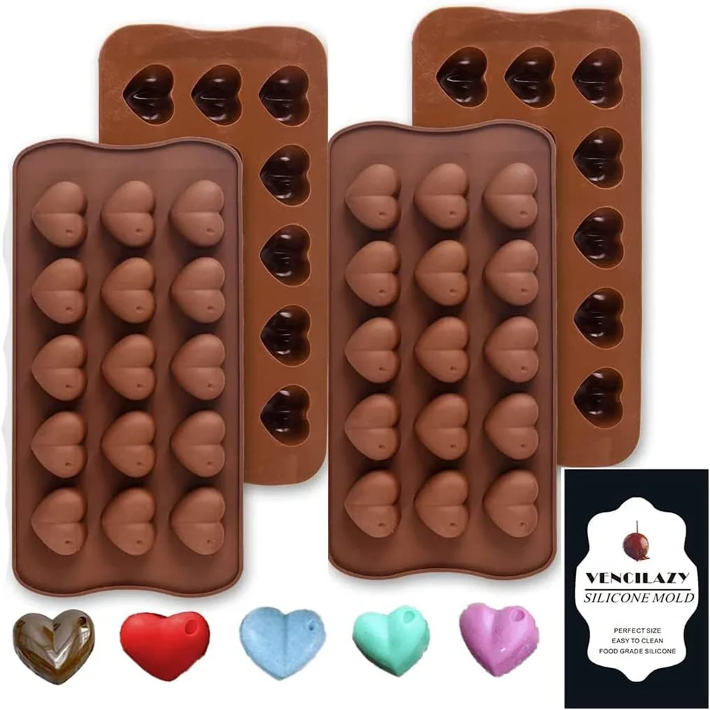 Molde para Pastel en Forma de Corazón con 15 Cavidades - Molde de Silicona de Grado Alimenticio para Chocolate y Fondant, Ideal para Pasteles del Día de San Valentín