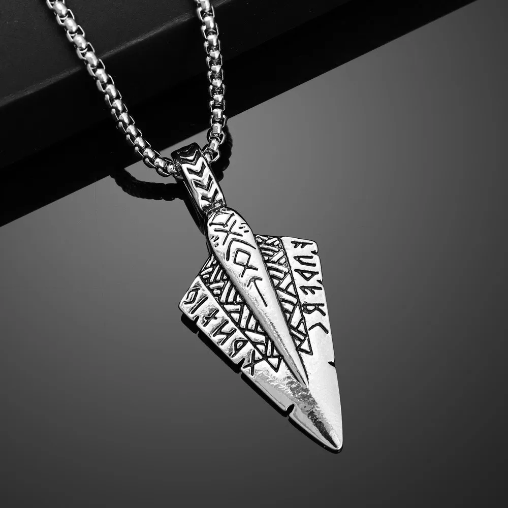 New Trendy Double sided Viking Arrow Pendant Necklace Charming Men\'s Necklace New Fashion Retro Jewelry Accessorie Festival Gift