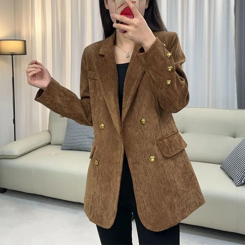 

Осенние новые модные пиджаки женские с длинным рукавом в английском стиле темпераментные повседневные свободные куртки пальто офисные женские костюмы верхняя одежда