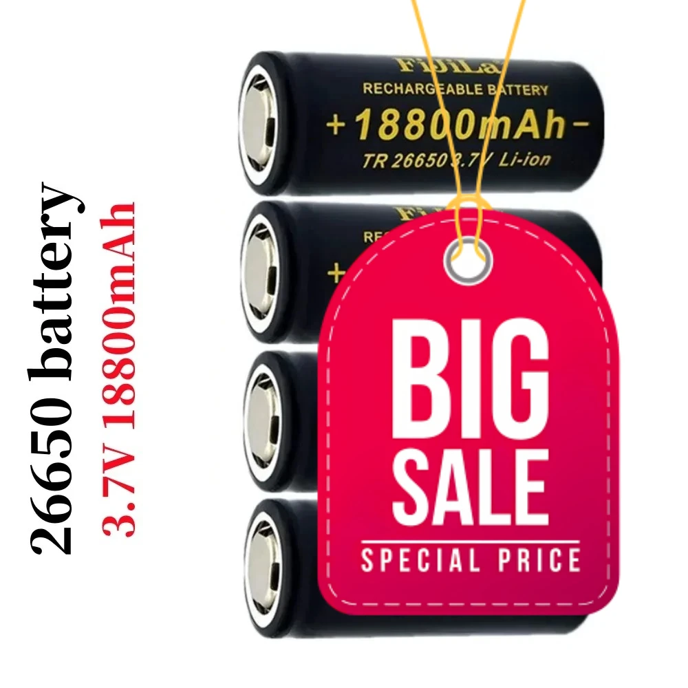 

100% Original high quality 26650 battery 18800mAh 3.7 V 50A lithium ion battery for 26650 LED flashlight + charger
