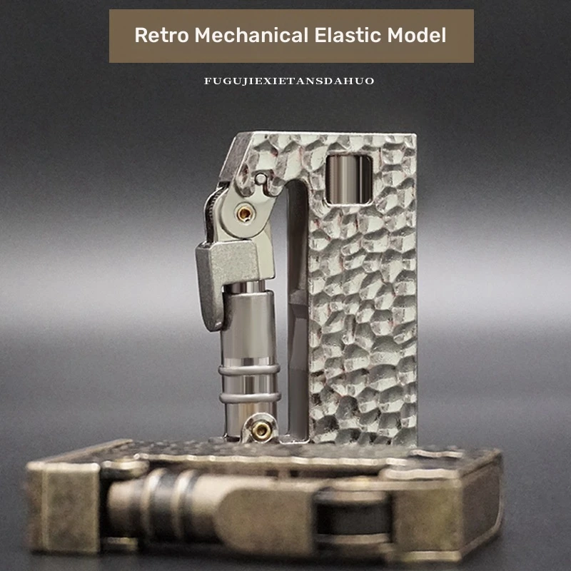 Vintage Alien Crater Creative Open Flame Lighter Semi Automatic Mechanical Metal Retro Lighter Men's Gift Cigarette Accessories