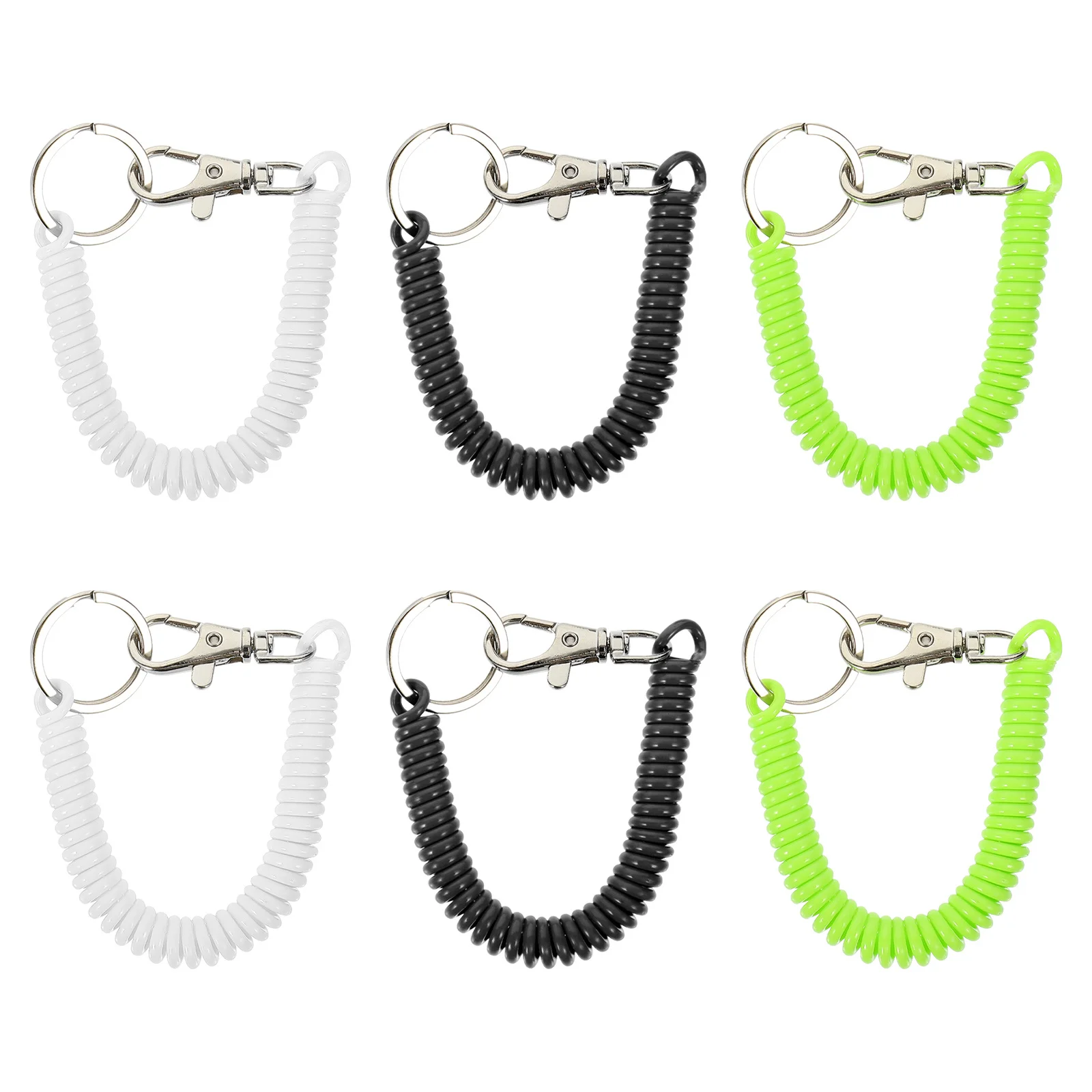 6Pcs Anti-Lost Rope Wrist Keychains Elastic Spring Coil Retractable Key Chain Outdoor Key Holder for Women Men