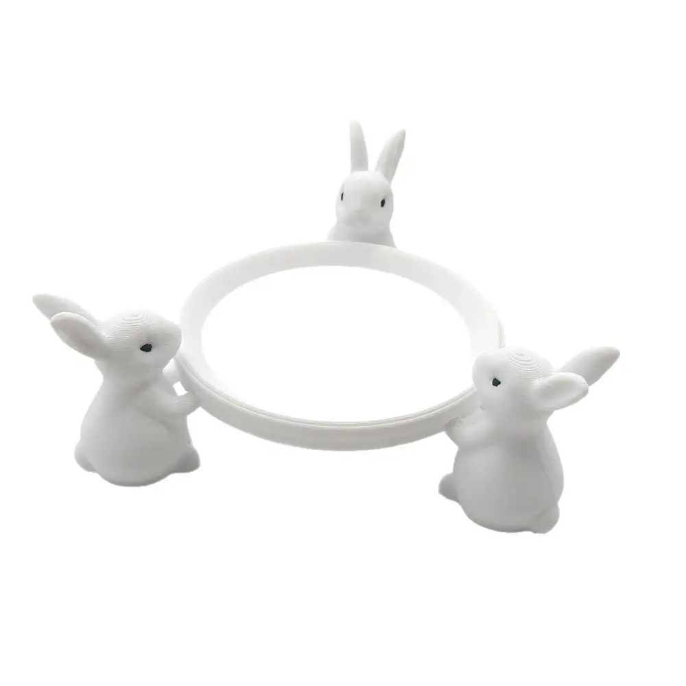 3D Printed Easter Bunny Cake Stand Animal Figure Table Desk Rabbit Jewelry Holder Serving Plate White Bunny Jewelry Dish Bedside
