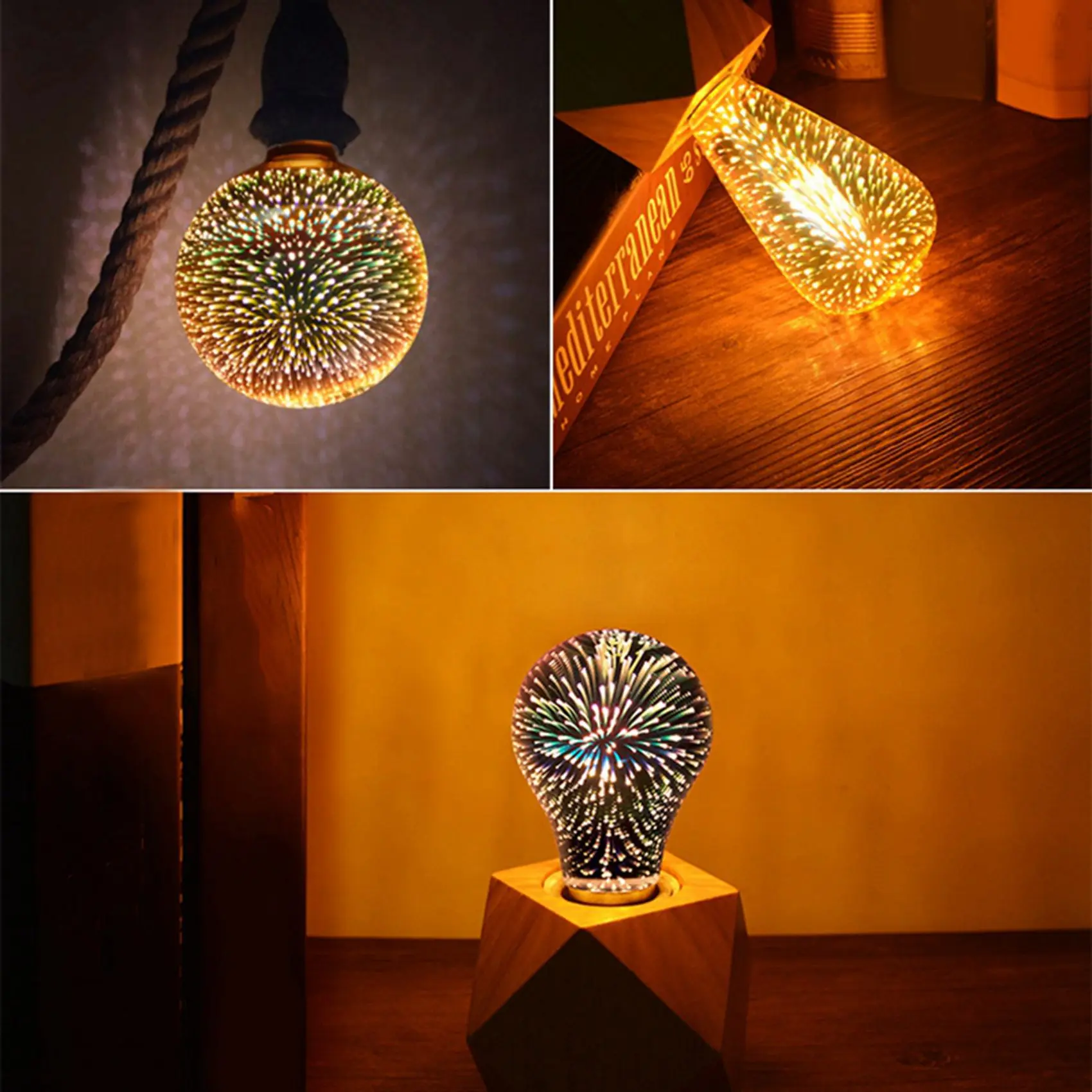 LICE-4X LED إنفينيتي ثلاثية الأبعاد تأثير LED لمبة LED ضوء لمبة الديكور مصباح 85-265 فولت E27 مصابيح عطلات، A60