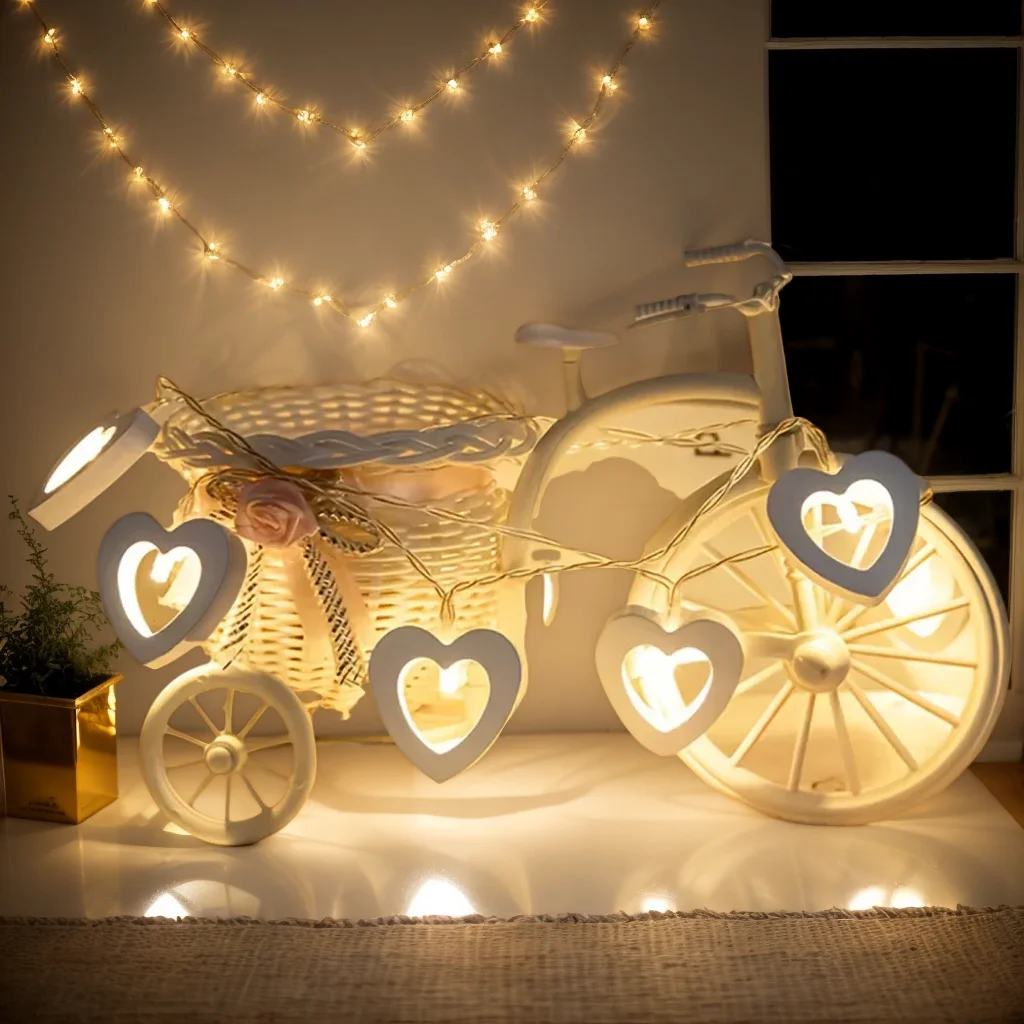 Herzförmige LED-Lichterkette – Valentinstag-Lichterkette mit Lichterkette für Schlafzimmerdekoration