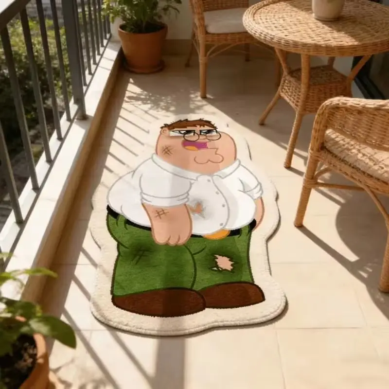 VIKAMA Funny Cartoon Character Rug Chubby Man Glasses Irregular Small Carpet Non Slip Washable Soft Mat Bedroom Dorm Decor