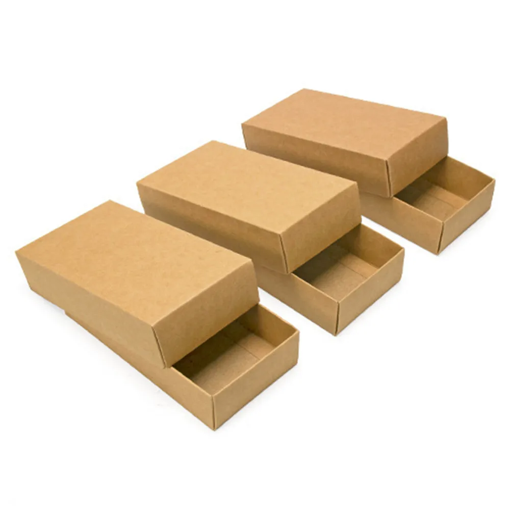 1Pcs Multi Size Brown Kraft Paper Gift Box Jewelry Cosmetic Candy Packaging Box Wedding Gifts Holiday Gift Pull-out Box