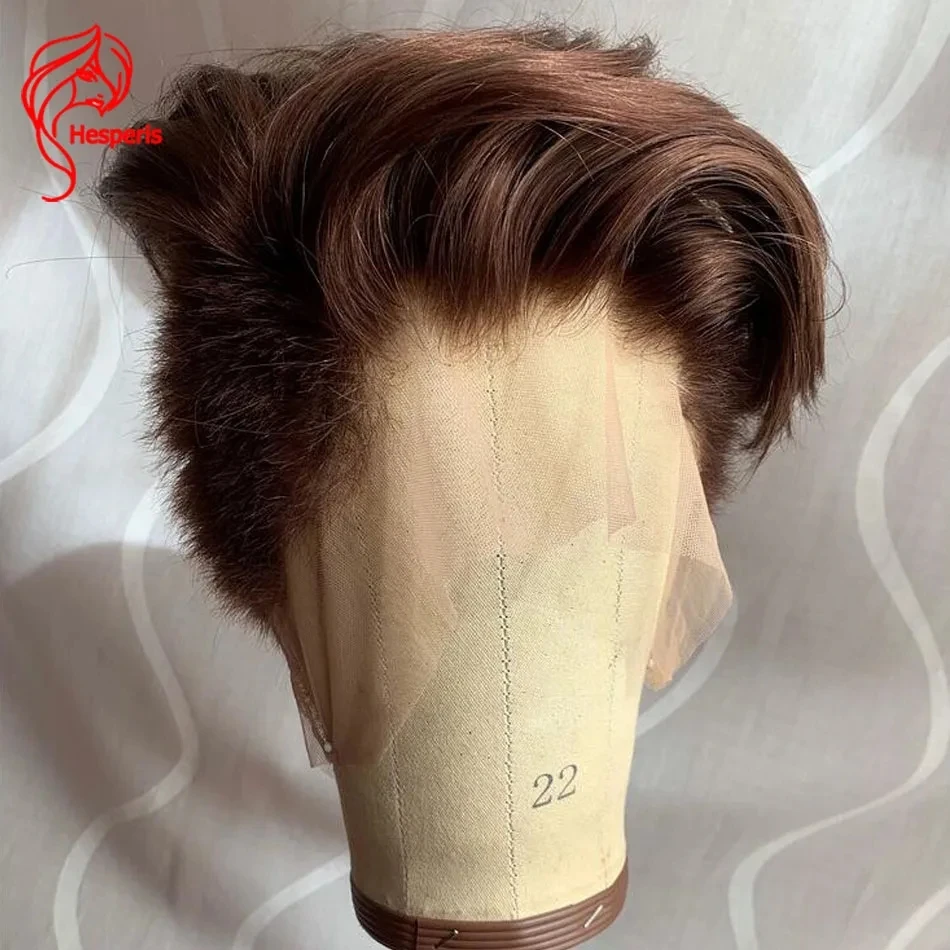 Hesperis Shaved Cut Man Wig Brazilian Remy Full Lace Human Hair Wigs Male Transparent Lace Short Cut Wig For Men