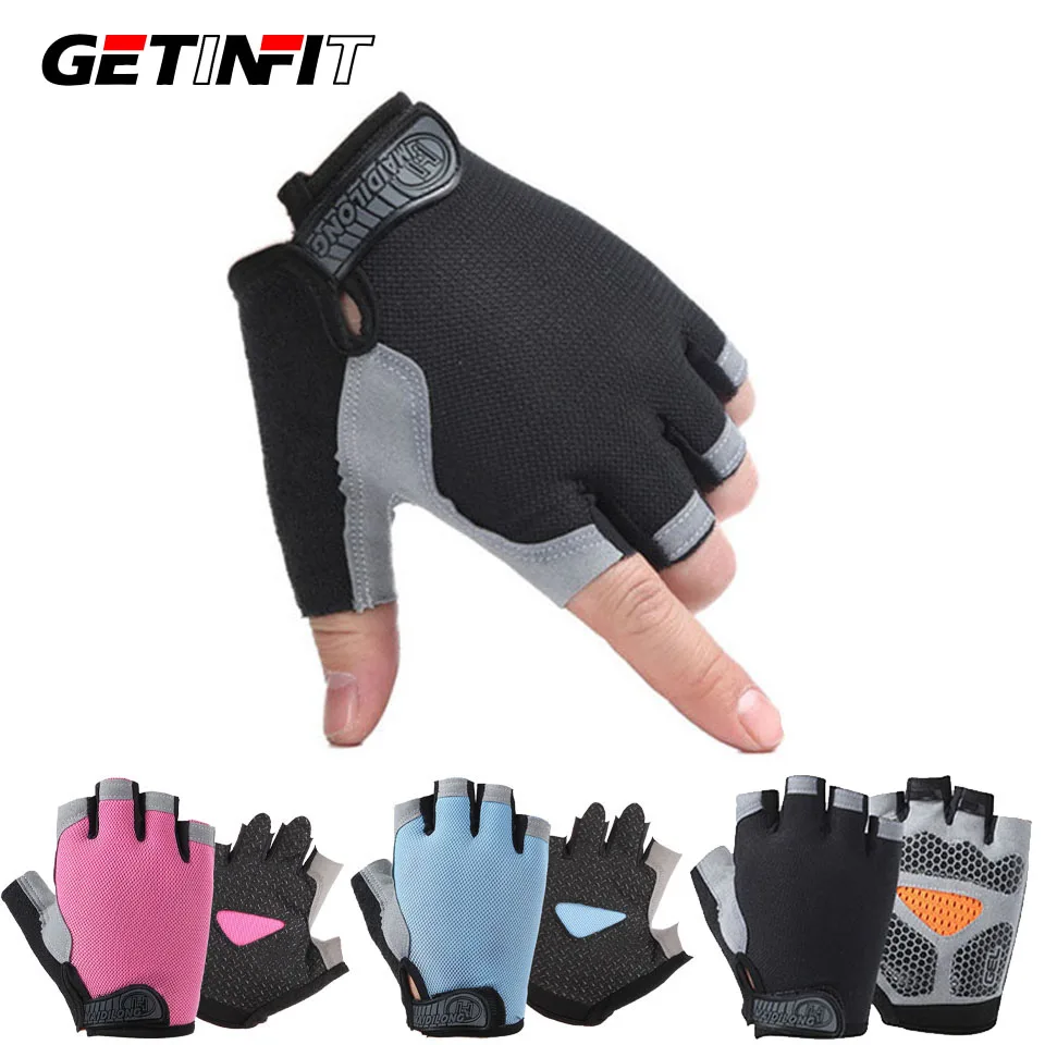 GETINFIT 1 Pair Cycling Half Finger Gloves Sports Outdoor Fitness Breathable Shock Absorbent Anti-slip Climbing Hand Protective