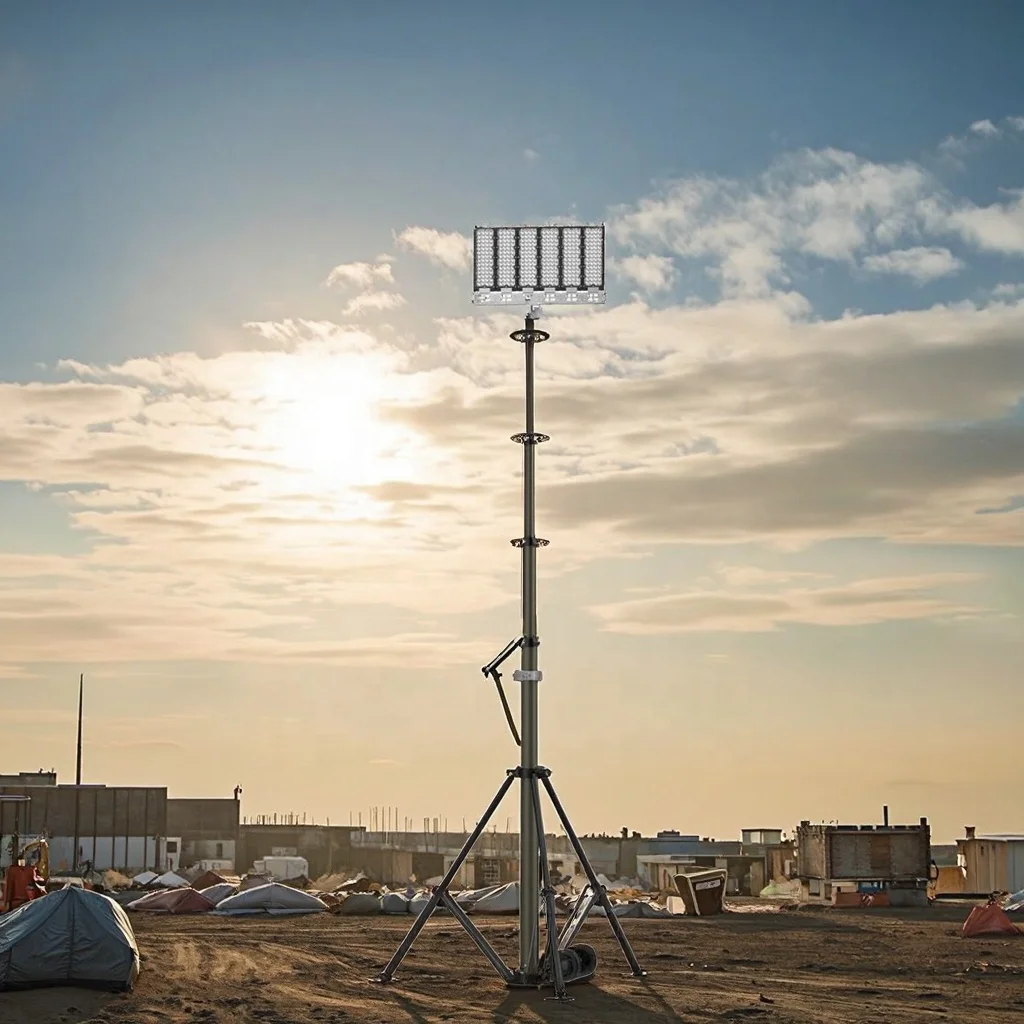 1,680W Industrial Mobile Light Tower 60,000lm Construction Site Lighting Weatherproof Portable Light Tower