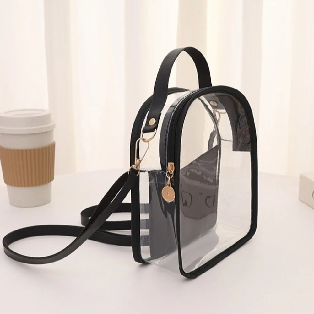 Storage Bag PVC Transparent Backpack Waterproof Transparent Jelly Shoulder Bag Clear with Small Bag Crossbody Bag Girl
