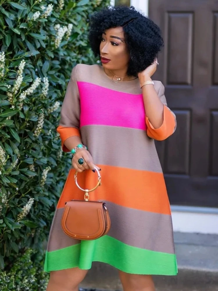 

African Dresses For Women African Clothes Africa Dress Rainbow Stripe Print Dashiki Clothing Ankara Plus Size Africa Woman