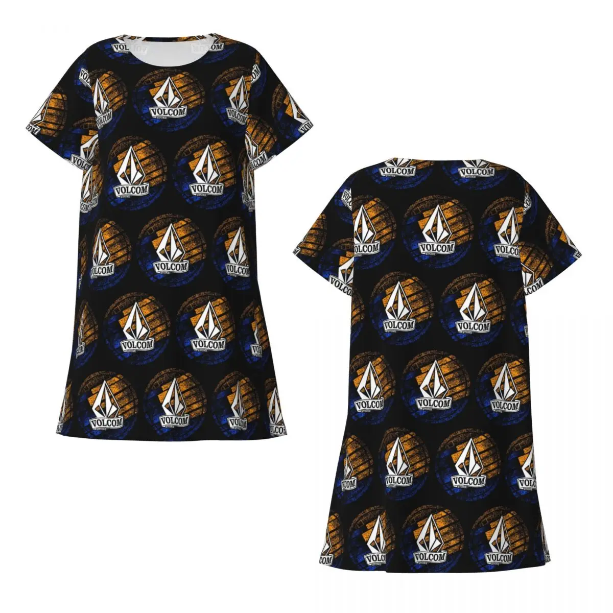 Custom Half Diamond Volkom Short Sleeves Nightdress For Sleeping Sleepshirts Women Short Sleeve Nightgowns Soft Pajama Dress
