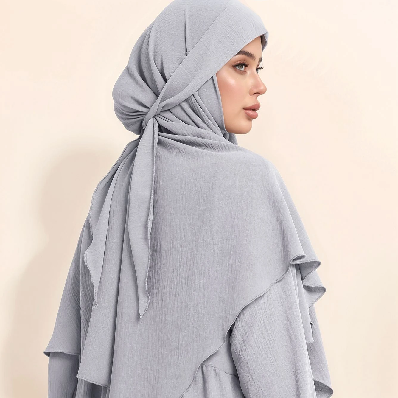 Big Size Hijab Lady's Headscarf with Ice Silk Wrinkles Hijab Muslim Shawl Women Headscarf Long Hijab Scarves