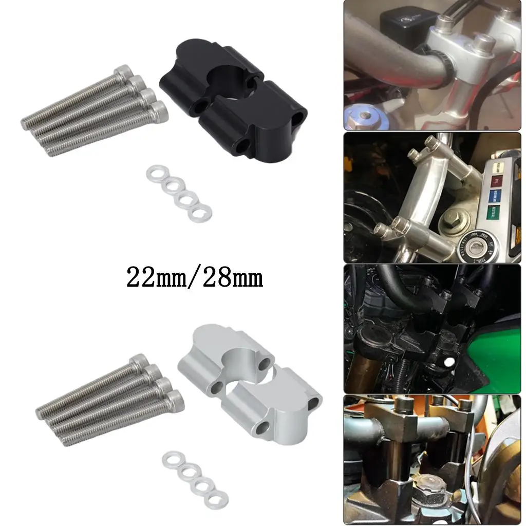 General Motorcycle Handlebar Riser, 30mm Height, Aluminum Bar Mount Clamp, for Motorbike, ATV, Lifter Riser Adapter Clamp