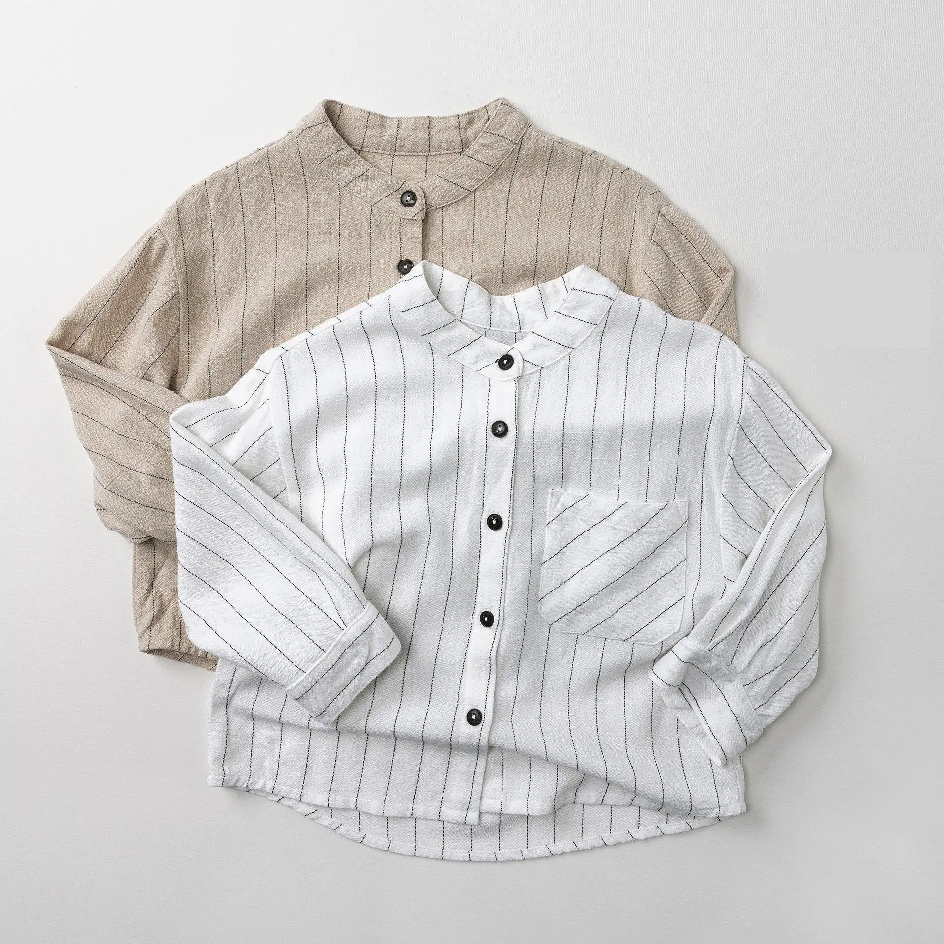 

2026 Summer New Children Long Sleeve Shirts Boys Simple Striped Cardigan Toddler Girls Casual Versatile Jacket Kids Clothes