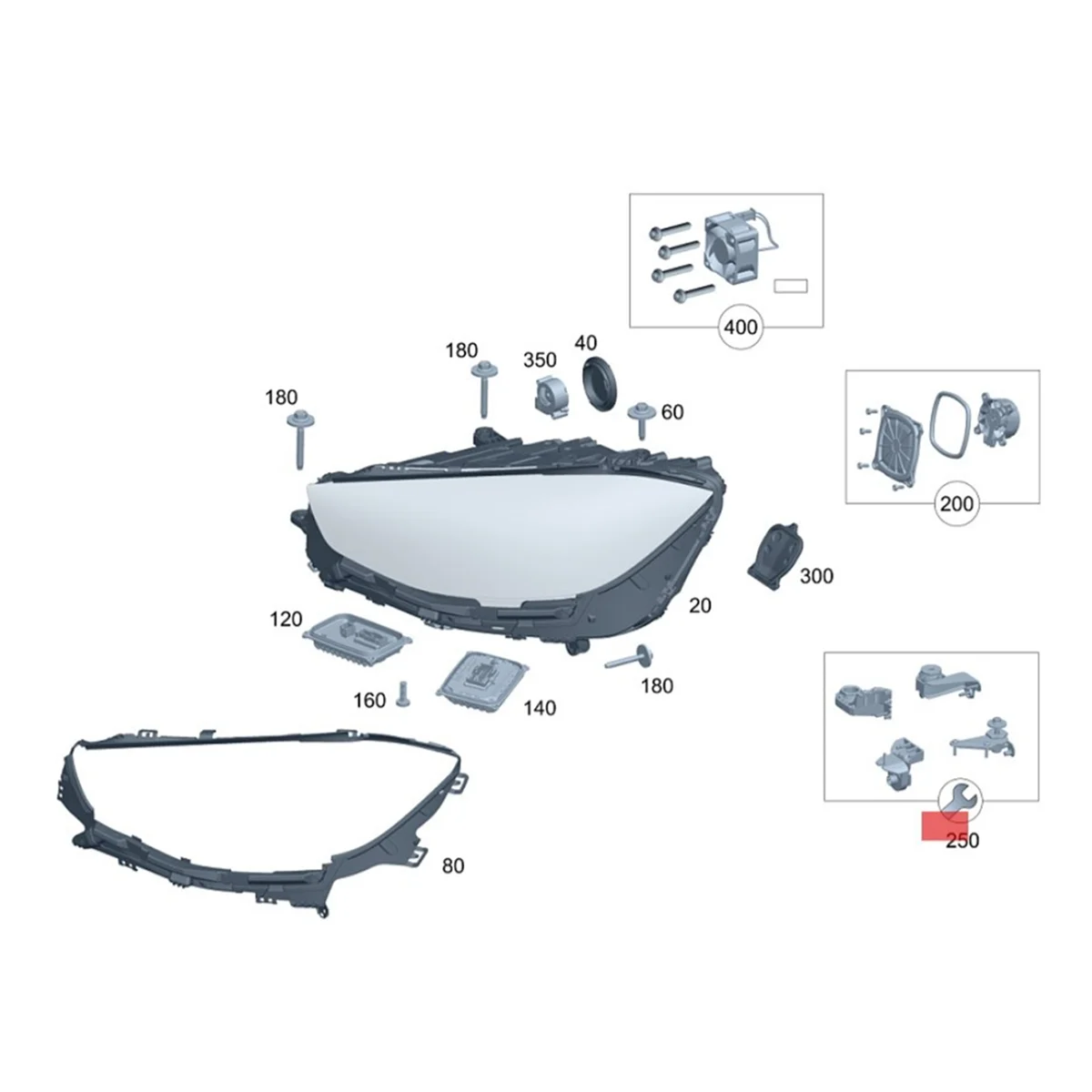 ABQA-اليمين العلوي قوس جبل إصلاح أطقم A2238208404 لمرسيدس بنز S الفئة W223 2021-2024 S350 S400 S450 S500 S650 #5