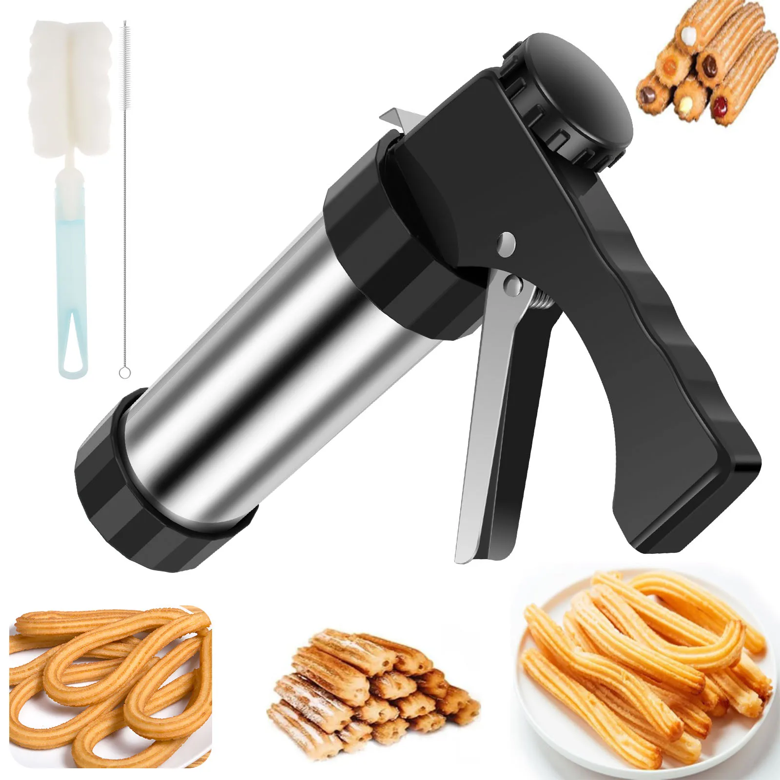 Churro Maker Maschine Cookie Presse Pistole Kit Edelstahl Kuchen Creme Dekorieren Pistole Set DIY Keks Gebäck Piping Düse Werkzeuge