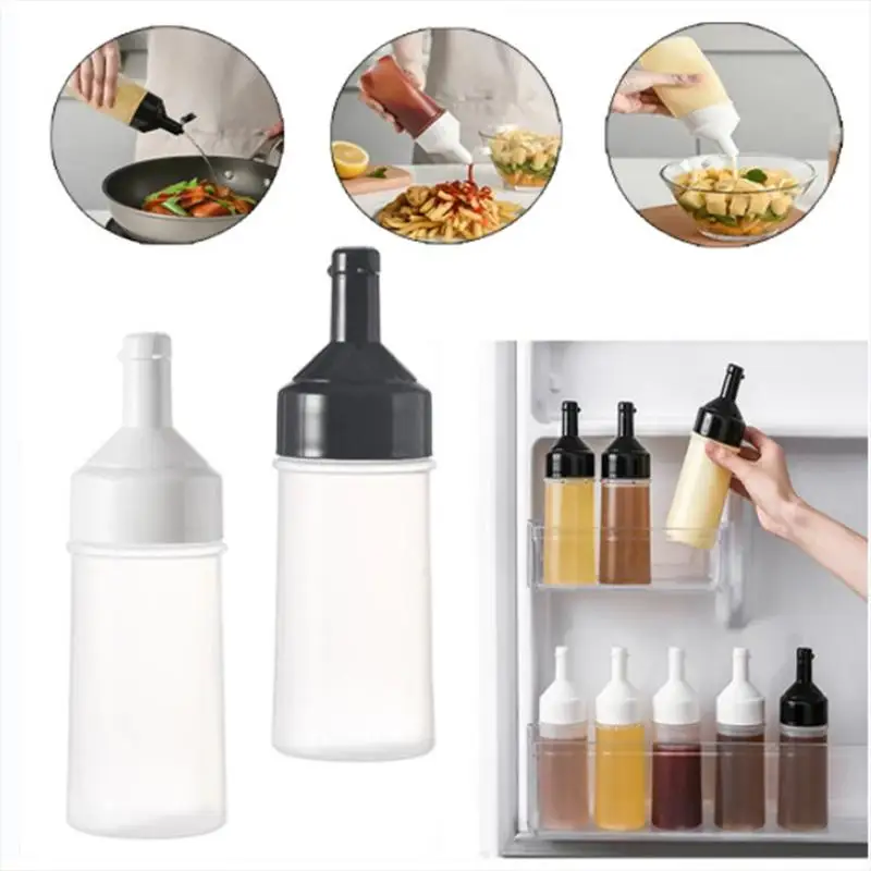 250Ml Kitchen Squeeze Seasoning Bottle With Rack Leak-Proof Condiment Empty Bottles