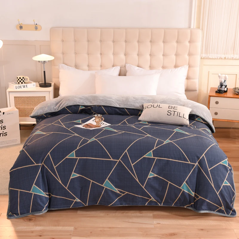 

Abstract Geometric Pattern Cotton Flannel Duvet Cover Ultra-Soft Cozy Winter Warm Comforter Cover AB Skin Friendly Queen Bedding