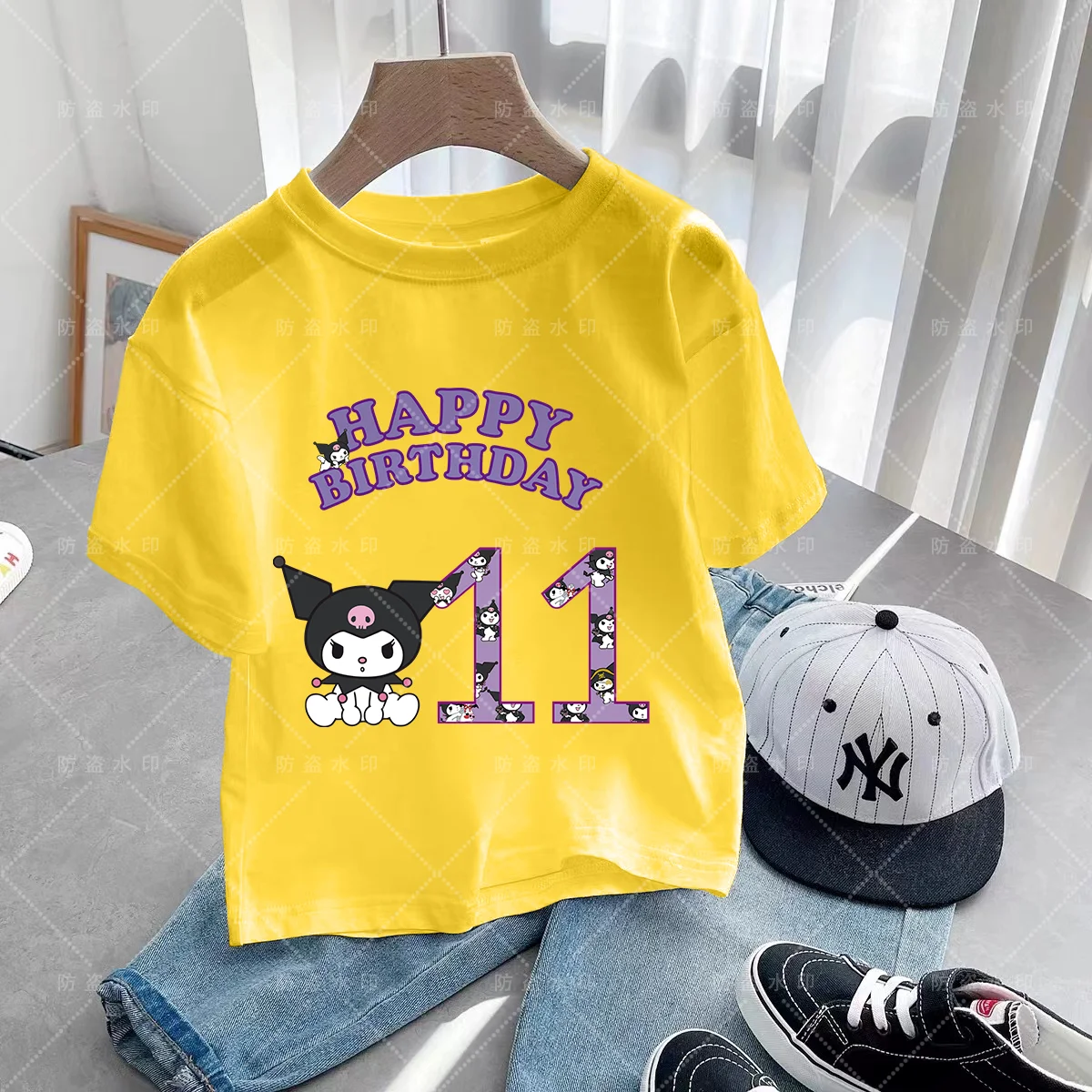 Children's Clothing Summer T-shirts for Children Kulomi Kawaii Caricature Cartoons Birthday Number 3-12 Top Clothes Kawaii Kids