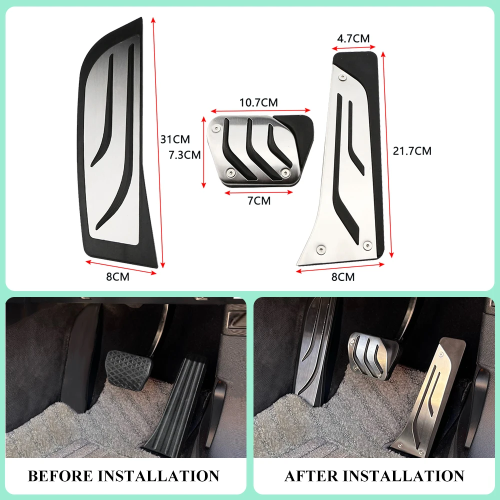 RHD Fußstütze Pedal Pad Abdeckung für BMW F20 F30 F31 316i 320i 328i 1 3 4 Serie Sport Gas Bremse Fuß Pedal Abdeckung Rest Pedale Kit – Detail 1