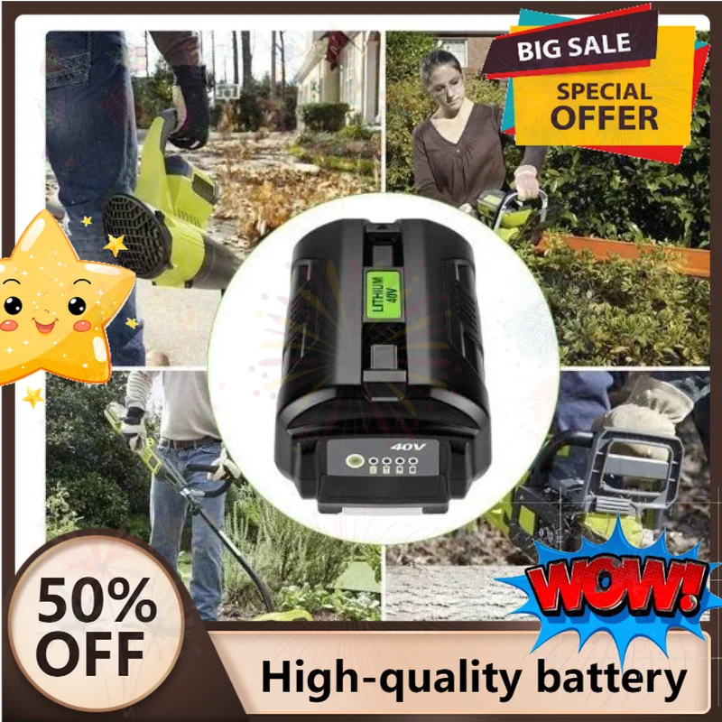 SWZY Power Tools Lithium Battery 40V 6.0Ah for Ryobi RY40200 OP4026 OP4050 RY40430 Rechargeable Battery