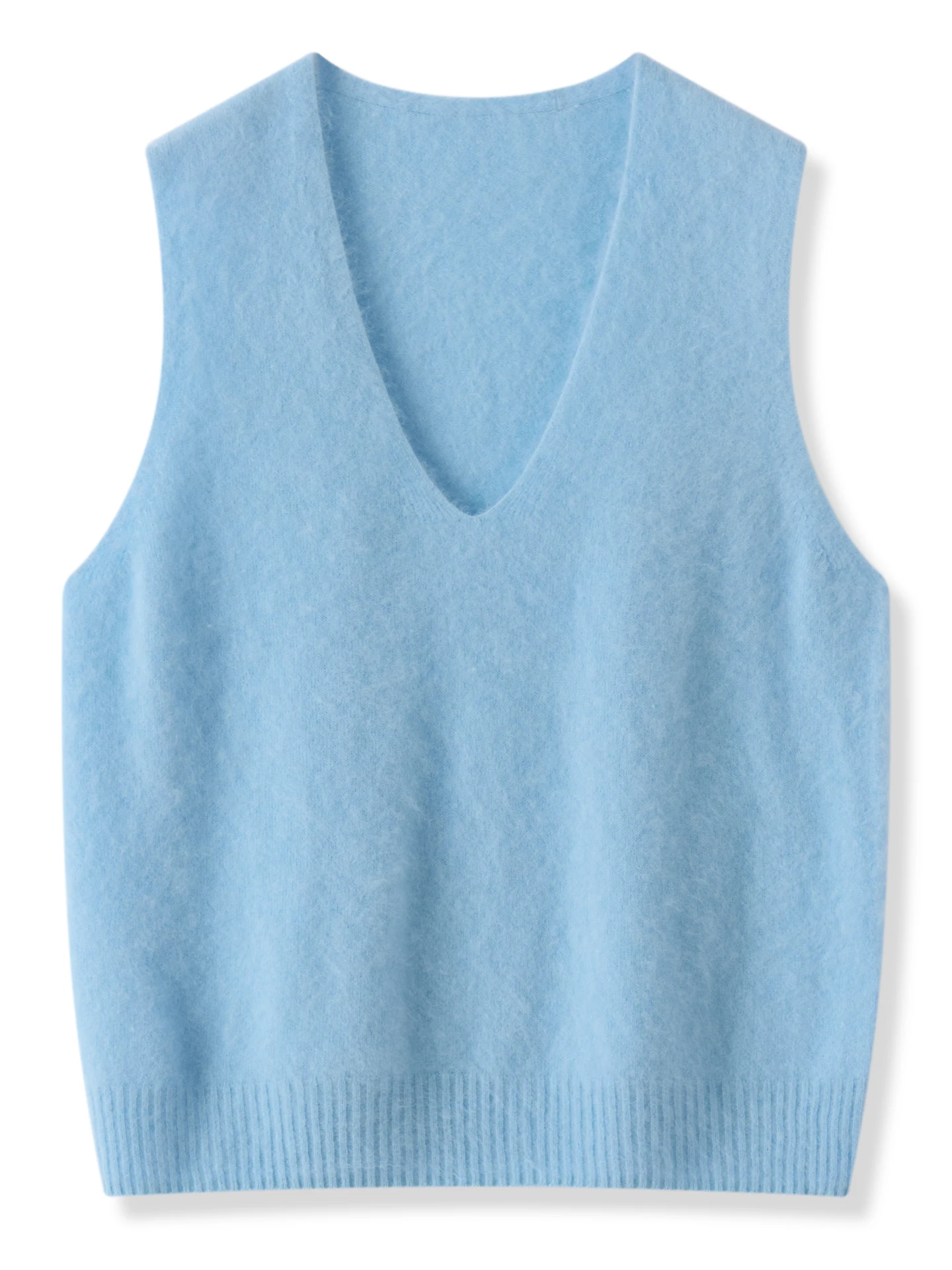 

TLOML Women's 100% Merino Wool Knitwear V-neck Waistcoat Spring Autumn Soft Basic Solid Sleeveless Pullover Plush Sweater Vest